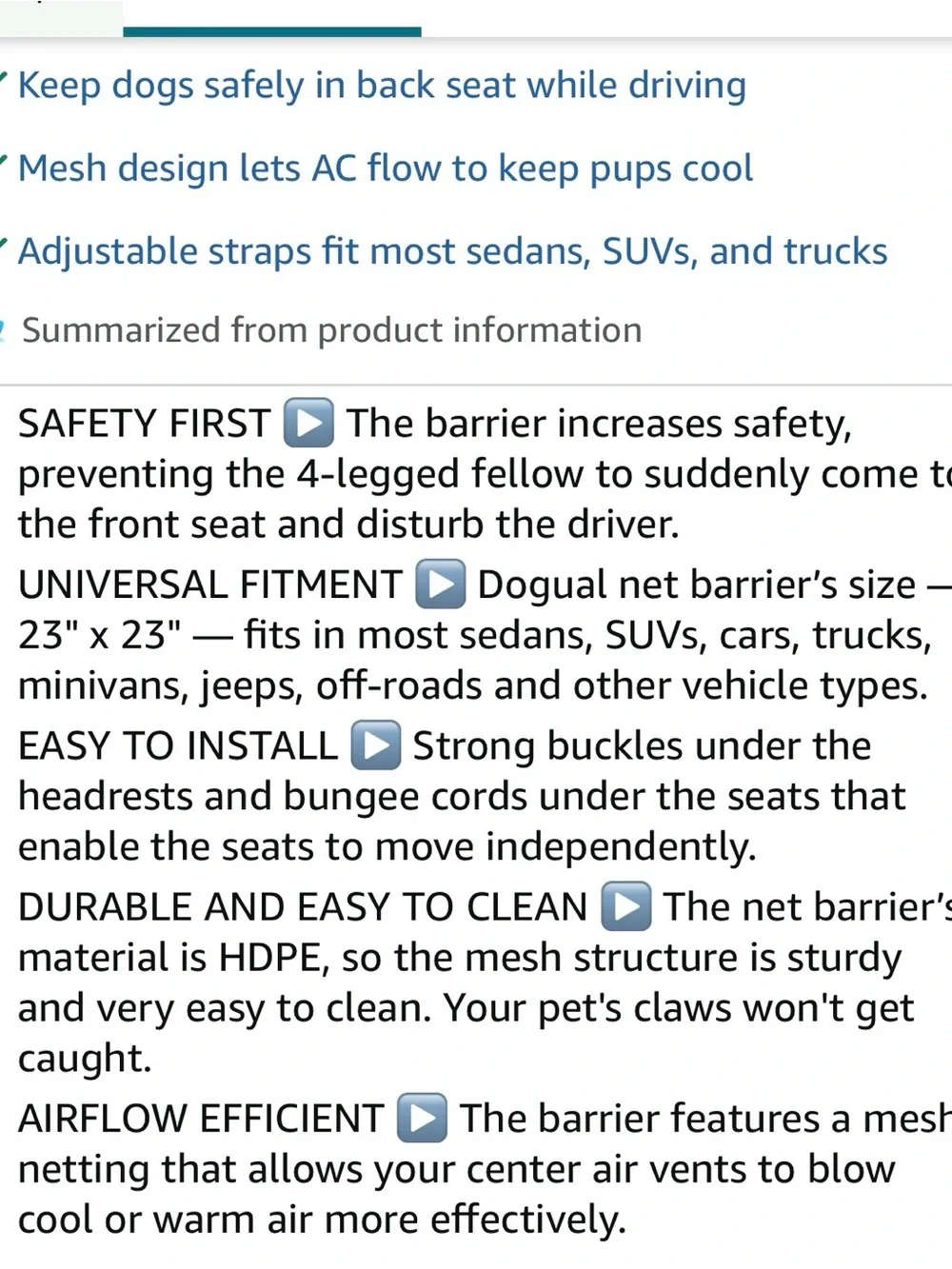 Social Dog Car Barrier Net Universal Fit Sturdy Mesh No Bungee Cords - Sorry!